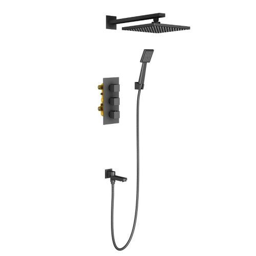 Душевой комплект Timo Tetra-Thermo SX-0199/03SM с внутренней частью, черный матовый
