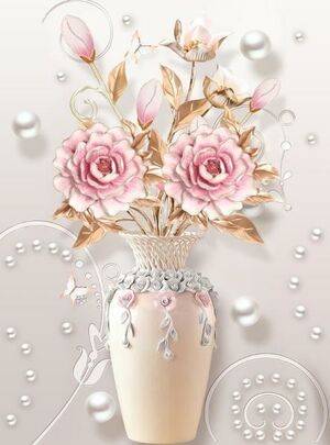 Фотообои Divino Decor Ваза с розовыми цветами 200х270