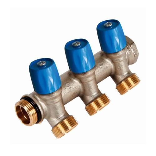 Henco Коллектор HENCO VBS с синими вентилями, 3/4НР под евроконус, 3/4 4xEK