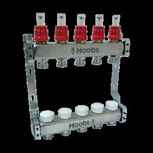Комплект коллекторов Hoobs, нерж. сталь, с расходомерами, с отсекающими клапанами