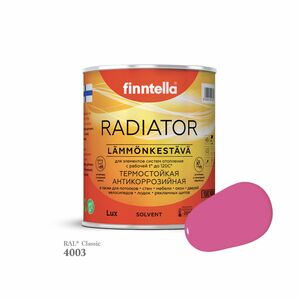 Краска для радиаторов быстросохнущая финская эмаль FINNTELLA RADIATOR, цвет RAL4003 , 0,9л