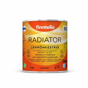 Краска для радиаторов быстросохнущая финская эмаль FINNTELLA RADIATOR, цвет RAL5002 , 0,9л