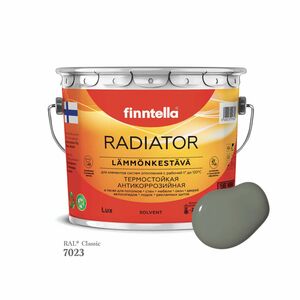 Краска для радиаторов быстросохнущая финская эмаль FINNTELLA RADIATOR, цвет RAL7023 , 2,7л