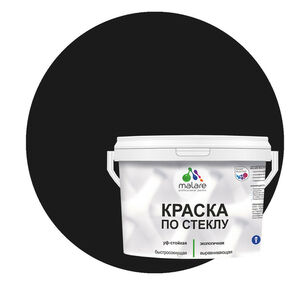 Краска Malare по стеклу и керамике, без запаха, полуглянцевая, черный, 2 кг