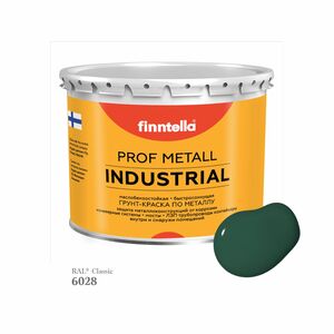 Краска METALL Prof INDUSTRIAL Matta, цвет RAL6028 Сосновый зеленый (Pine green), 2,7л