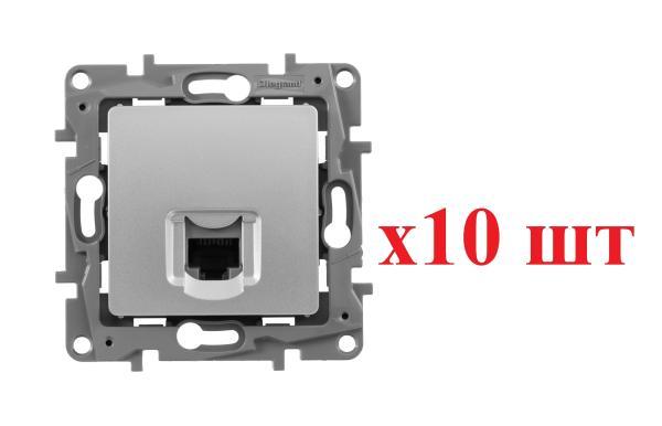 Legrand Etika Алюм Розетка компьютерная RJ45, категория 5е UTP 672441 (10шт