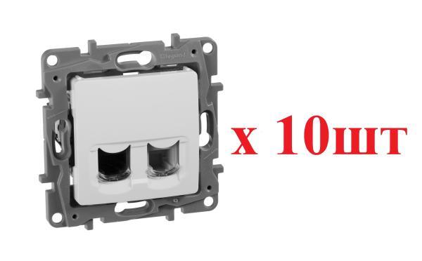 Legrand Etika Бел Розетка тел.+ комп. (RJ11+RJ45) 5 кат. UTP 672252 (10шт