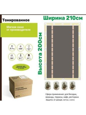 Мягкое окно тонированное с 2 молниями 210х190 см