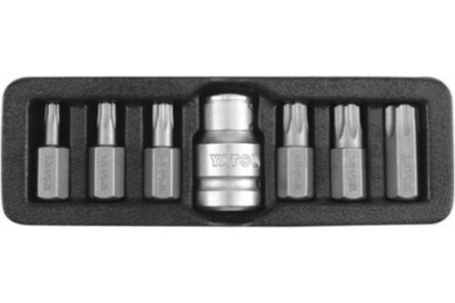 Набор Бит Torx Tamperproof 7 Пр: T25, T30, T40, T45, T50, T55, 30 Мм, Переходник 1/2 - 1