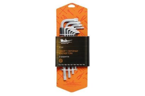 Набор ключей TORX Г-образных длинных (L=78-222 мм) с отверстием 9 пр: Т10, Т15, Т20, Т25