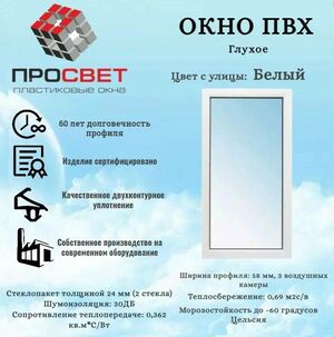 Пластиковое окно Просвет ПВХ 600х700мм белое