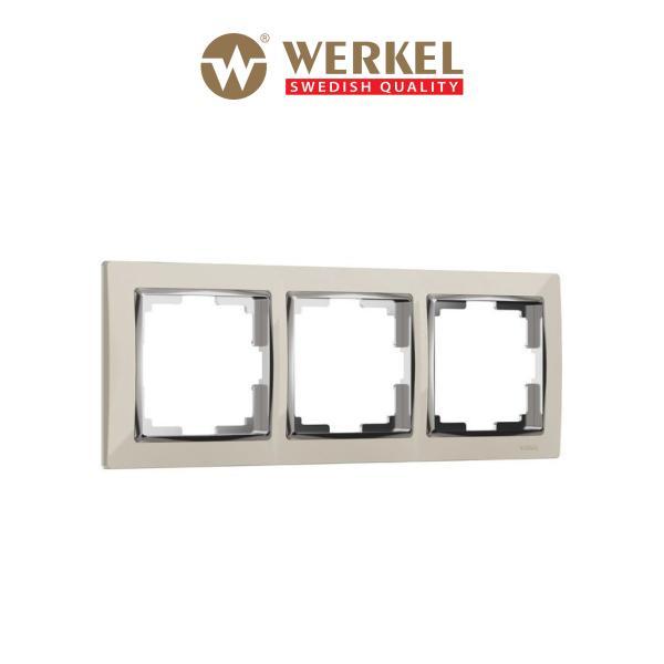 Рамка для розетки /выключателя на 3 поста Werkel W0031903 Snabb слоновая кость/хром пласт.