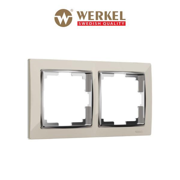 Рамка для розетки/выключателя на 2 поста Werkel W0021903 Snabb слоновая кость/хром пластик