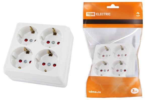 Розетка четырехместная TDM ELECTRIC 2П+3 открытой установки SQ1801-0123