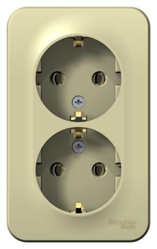Розетка двойная Schneider Electric Blanca с заземлением, открытый монтаж, изолирующая
