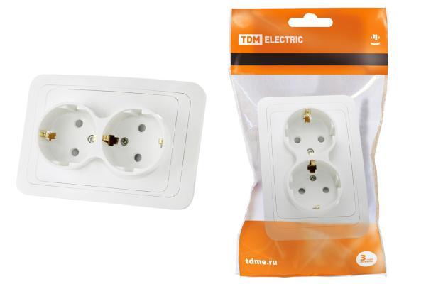Розетка двойная TDM ELECTRIC 2П+З SQ1804-0026