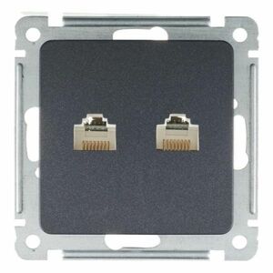 Розетка компьютерная HEGEL Master РСКК-440-08 черная два модуля RJ45 cat 5e