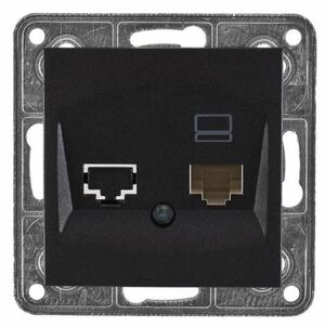 Розетка PRF Tesla Ultra 1СП граф мех+накл комп cat 5e 920717