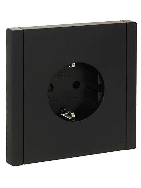 Розетка СП FORTE&PIANO FP115 16А с заземл. защ. шторки винт. крепл. черн. IEK FP-R14-16-K