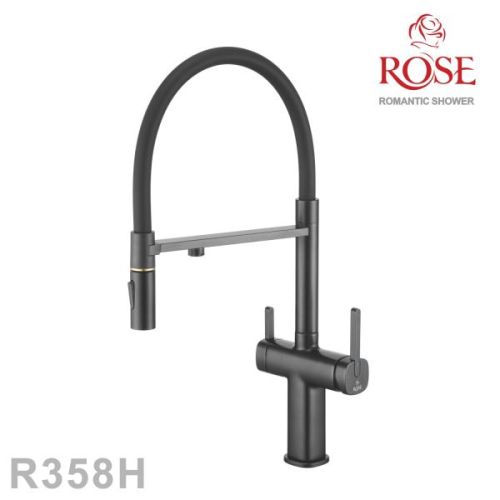 Смеситель для кухни с гибким изливом и подключением фильтра Rose