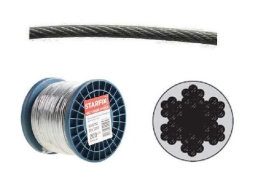 STARFIX Трос стальной в ПВХ SWR М2 PVC М3 DIN 3055 бухта 200 м SMP-53703-2