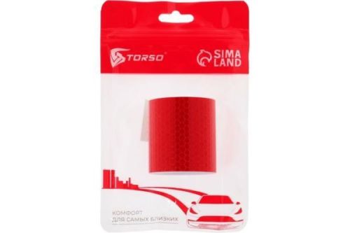 Светоотражающая лента TORSO, самоклеящаяся, красная, 5 см х 3 м