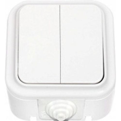 Выключатель Bylectrica Пралеска ОУ, 2 клавиши, пластик, IP54, белый, А56-224