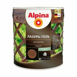 Защитная лазурь-гель для дерева Alpina, 2,5 л, черная